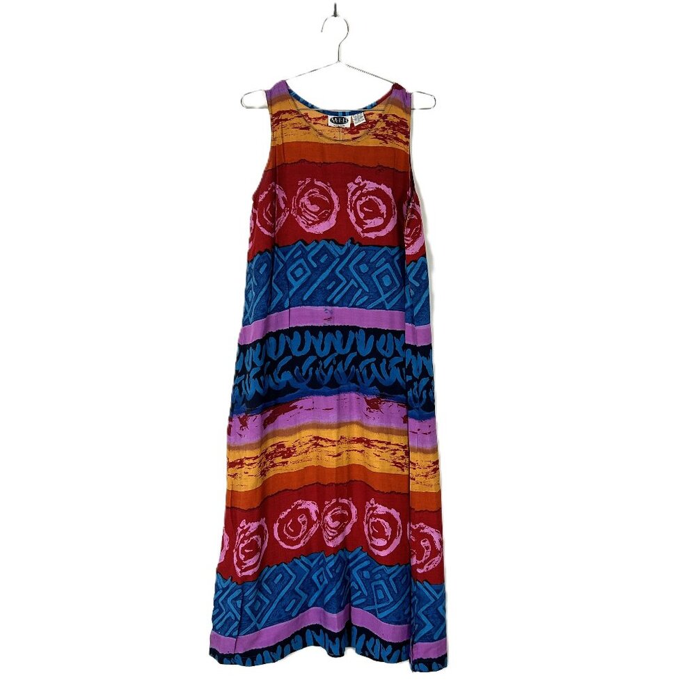 Vintage MTB Meant to Be Tropical Maxi Tank Dress M Colorful